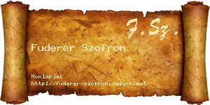 Fuderer Szofron névjegykártya